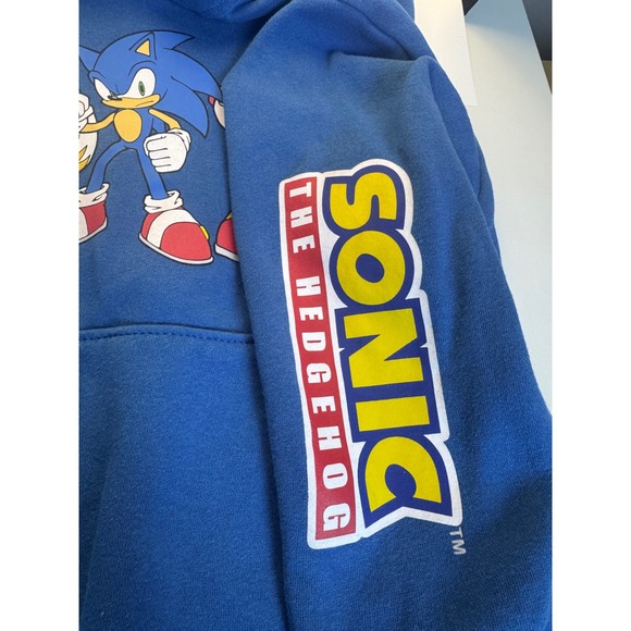 Old Navy Sonic the Hedgehog Kids Blue Graphic Hoodie Sweatshirt SEGA Size S 6-7 - Picture 5 of 7